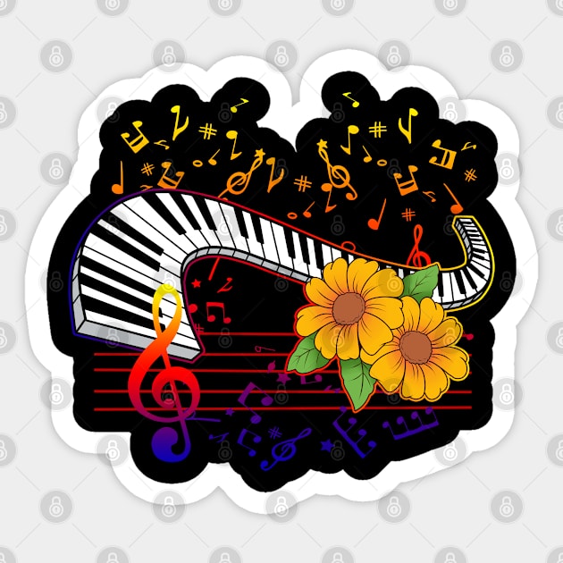 Piano Gift Design Pianist Colorful Keyboard Player Print Sticker by Linco